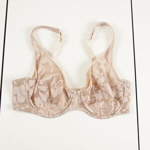 Third Love Unlined Foliage Perfect Coverage Lace Beige Nude Bra 34D 1/2